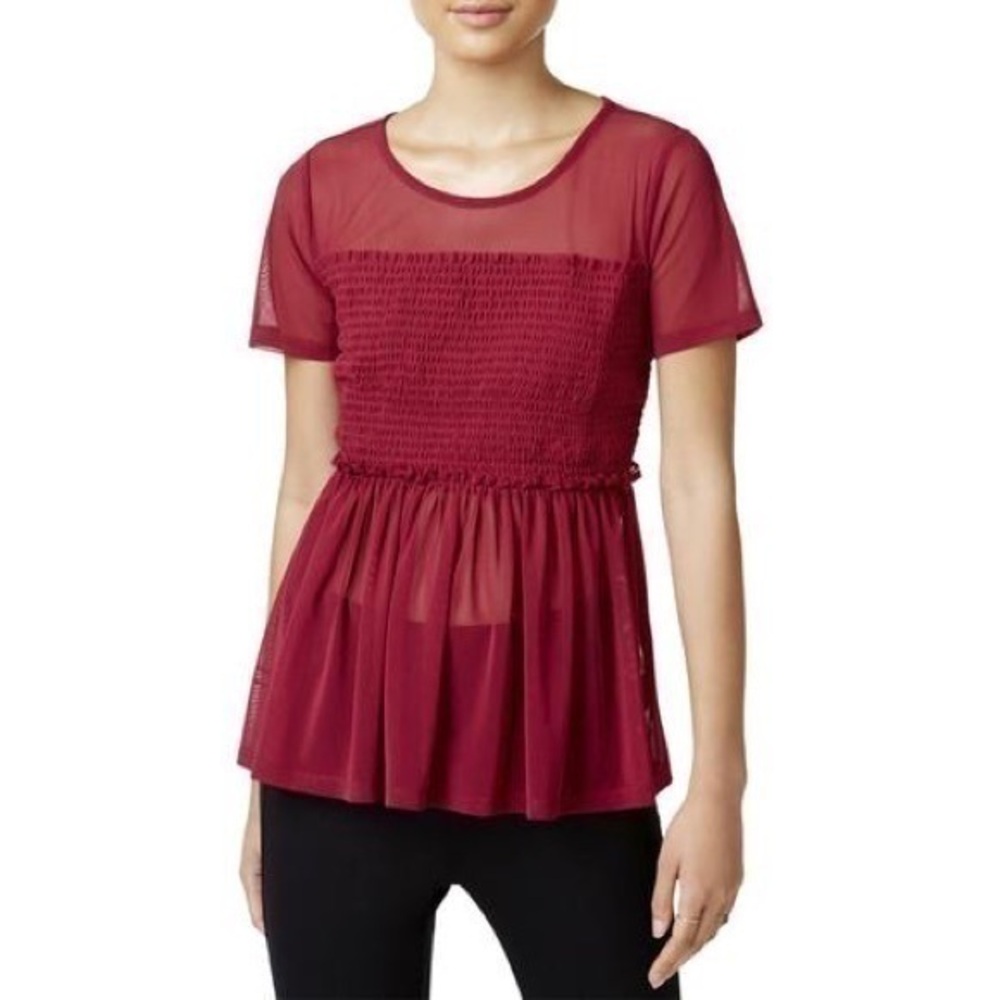 New Women’s Bar III Smocked Torso Sheer Blouse